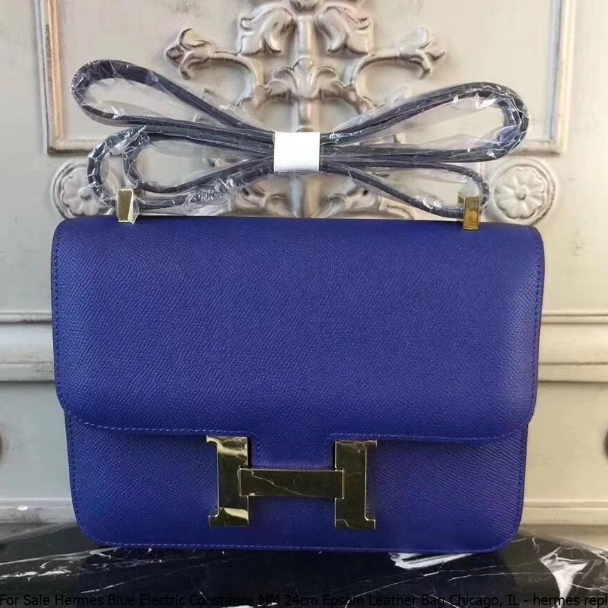For Sale Hermes Blue Electric Constance MM 24cm Epsom Leather Bag ...